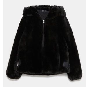 COPY - Zara Black Faux Fur Hooded Jacket